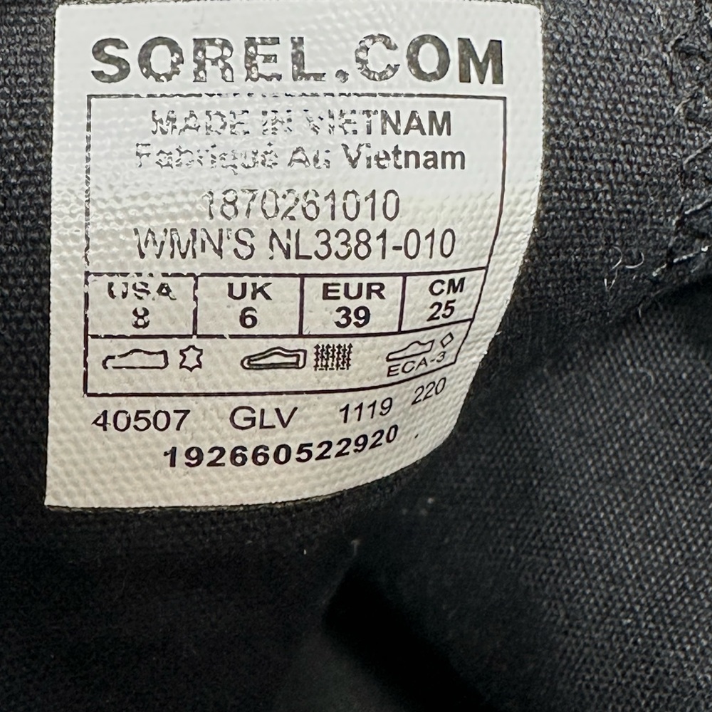 Sorel Cate Bootie Waterproof Black Leather Ankle Boots Lug Sole Sz 8 - Picture 15 of 16